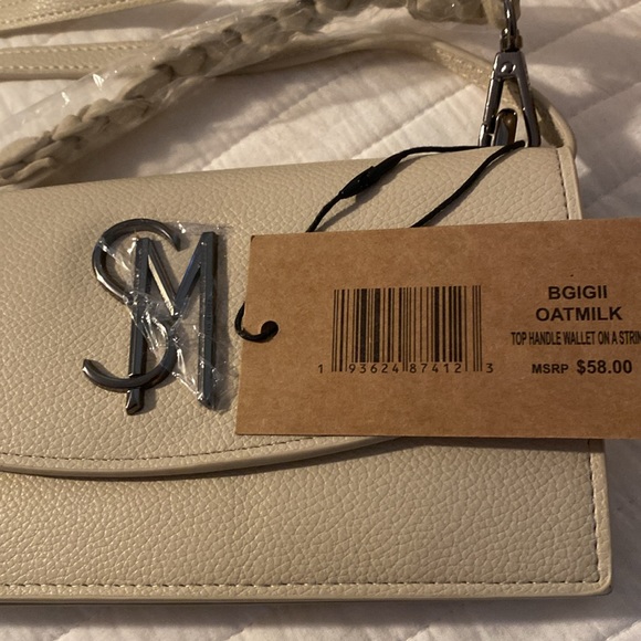 STEVE MADDEN “Top Handle Wallet” Crossbody NWT OATMILK PEBBLED LEATHER - Picture 7 of 10